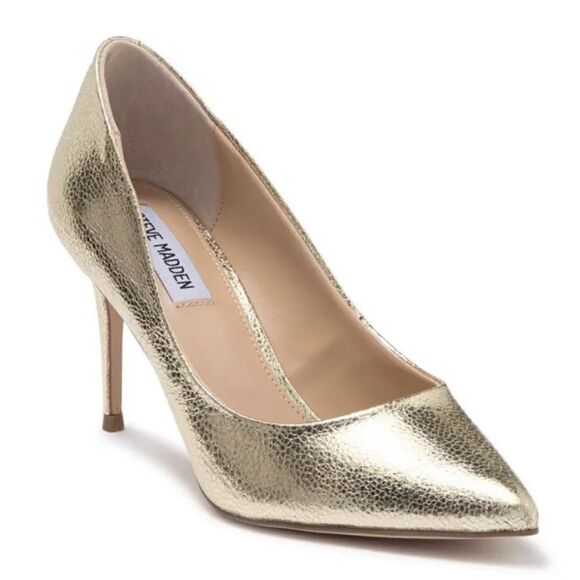 Steve Madden Luiza Gold Pump Size 8 Heel Metalic - Picture 1 of 11